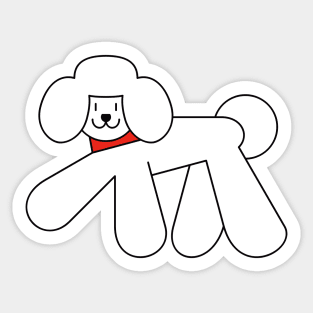 Walking White Poodle Dog Sticker